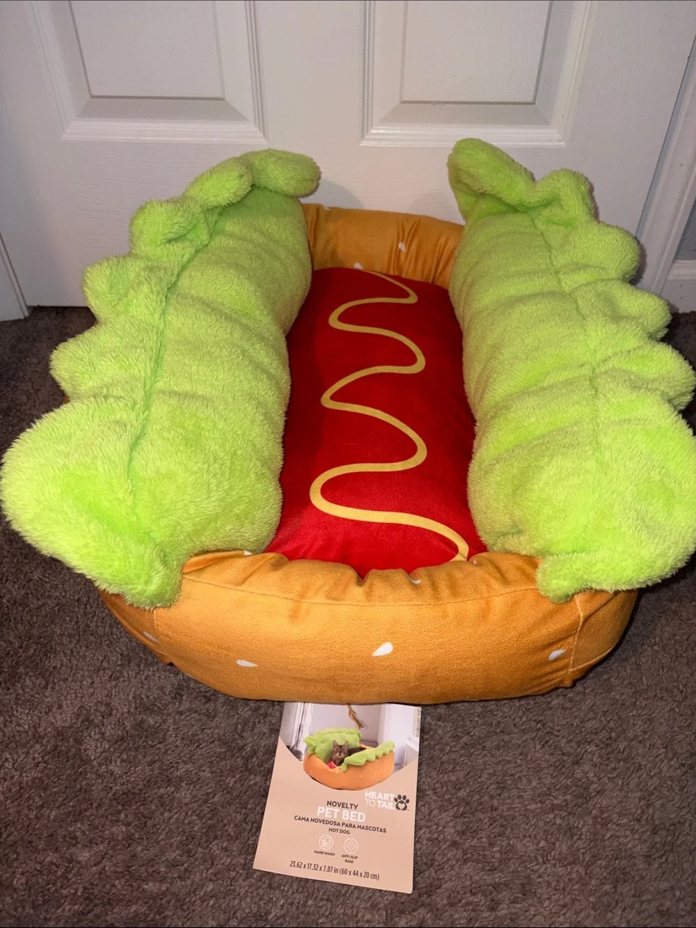 Novelty Hot Dog  Plush Pet Bed - Nwt